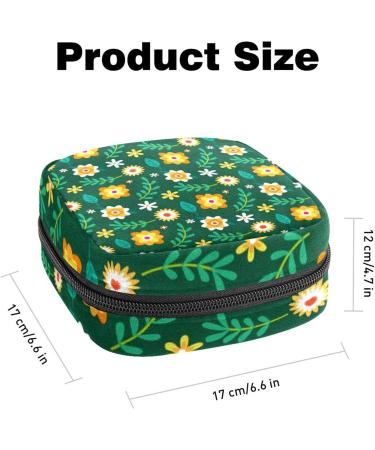 Floral Green Sanitary Napkin Storage Bag | Menstrual Cup Pouch | Nursing Pad Holder | Tampon Bags | Portable Period Bag for Women - Multi-colored - Buy Online on GoSupps.com