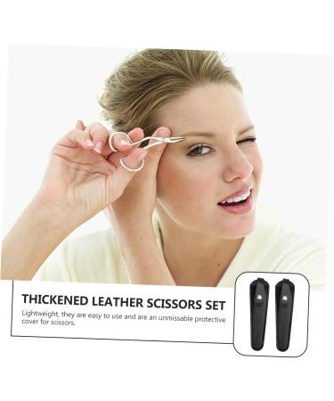 Beavorty 6-Part Professional Hairdressing Scissors Covers - Portable Leather Travel Bags - Safety & Style for Eyebrow Grooming - Set of 3 Black 15x4.2cm - Buy Online on GoSupps.com