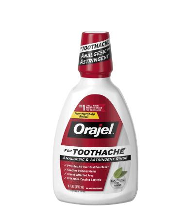 Orajel Analgesic & Astringent Rinse for Toothache Soothing Mint - 16 oz, Pack of 3