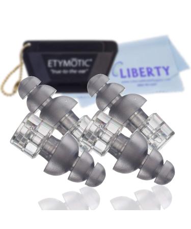 Etymotic High-Fidelity Earplugs ER20XS (2 Pairs Standard Fit Frost Color) - High Fidelity Noise Reduction - Includes Carrying Case Neck Cord and Liberty Cloth (Standard Fit)