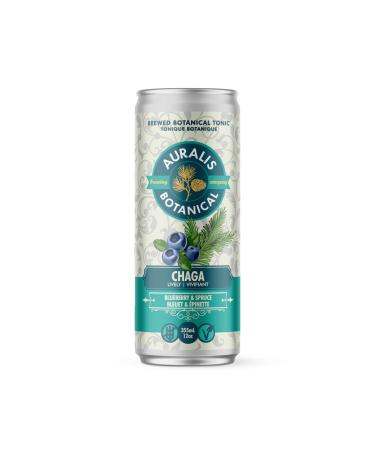 Auralis Botanical Tonic with Chaga Mushroom Blueberry & Spruce (Pack of 4) | Craft brewed with real functional mushrooms | Packed full of vitamins and minerals | NO Sugar or sweetners | Zero Carbs and gluten free| Made with natural distilates that deliver