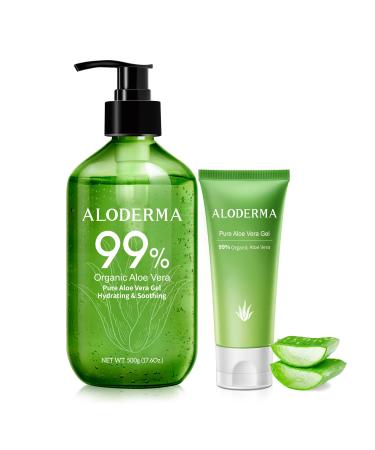Aloderma Aloe Vera Gels Set 2 pieces - 500g Aloe Vera Gel 45g Aloe Vera Gel