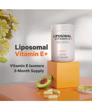 Codeage Liposomal Vitamin E Supplement - All Tocopherols Isomers - Antioxidant - 3-Month Supply - 90 Capsules - Buy Online on GoSupps.com