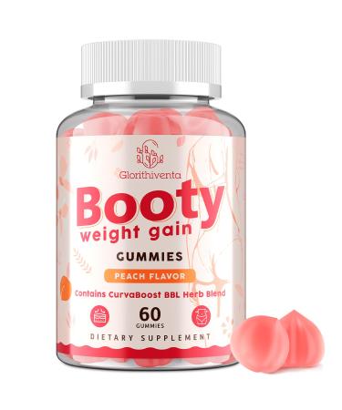 Booty Gummies for Women BBL Gummies Contains CurvaBoost BBL Herb Blend & Creatine Monohydrate for Booty Curves & Energy Zero Sugar Vegan Peach Flavor - 60 Counts 60 Count (Pack of 1)