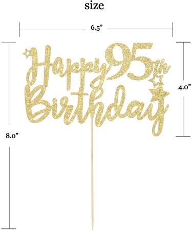 LOVENJOY Happy 95th Birthday Cake Topper Gold Glitter Hello 95 and Fabulous Cake Decoration 95 & Happy Birthday - Buy Online on GoSupps.com