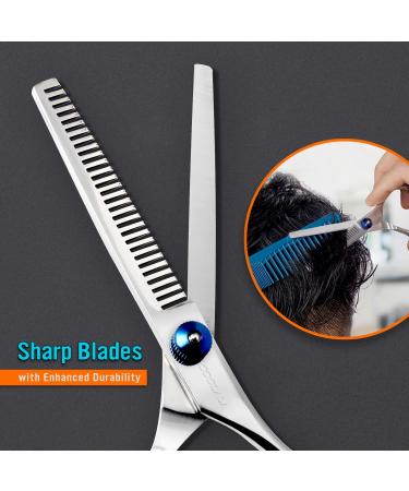 Coolala 6.5 Inch Stainless Steel Hair Cutting Scissors Thinning Shears - Professional Barber Salon Shears for Men, Women, and Kids - Buy Online on GoSupps.com