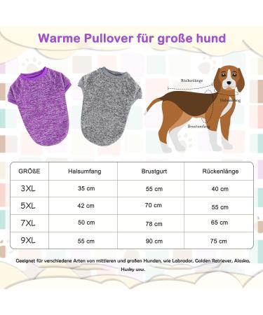 Ranypet 2 Pack Large Dog Sweater - Warm Thick Knitted Winter Clothing for Medium Dogs (3XL) - Purple & Gray - Buy Online on GoSupps.com