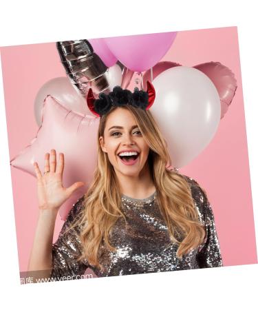 CRILSTYLEO Rose Headband Demon Hairband Demon Horns Headband Devil Ears Headband Demon Headpiece Devil Costume Halloween Party Favor Devil Headpiece Devil Hairband Bright Leather Fabric - Buy Online on GoSupps.com