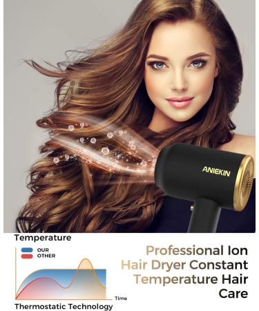 1875W Travel Ionic Hair Blow Dryer with Diffuser for Constant Temperature Hair Care - Black - Buy Online on GoSupps.com