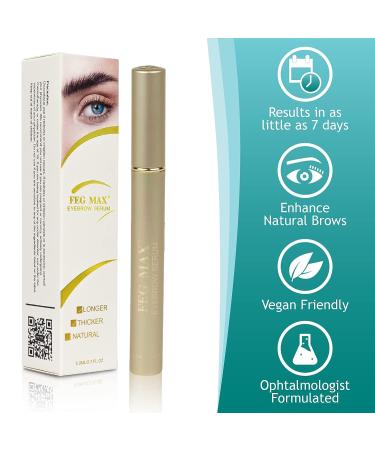 FEG Max Eyebrow Enhancer Growth Treatment Serum - Lengthen and Thicken Eyebrows - Non-irritating Brow Serum | 6ml - Buy Online on GoSupps.com