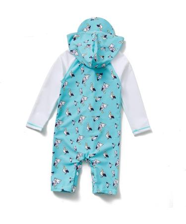 BONVERANO Baby Boys Swimsuit | Toddler Bathing Suit with Full-Zip Hoodie | UPF 50+ Sun Protection | 18-24 Months | Pelican Design - Buy Online on GoSupps.com