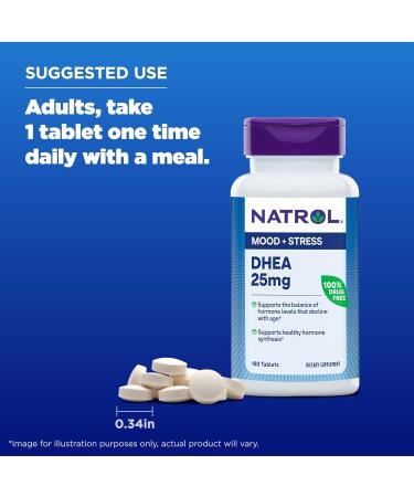 Natrol DHEA Tablets  Promotes Balanced Hormone Levels  Supports a Healthy Mood  Supports Overall Health  Helps Promote Healthy Aging  HPLC Verified  25mg  180 Count 25mg 180 Count (Pack of 1) - Buy Online on GoSupps.com