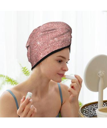 Shop Hair Towel Wrap - Quick Drying Turban with Button | Rose Gold Pink Glitter - Ideal for All Hair Types - Buy Online on GoSupps.com