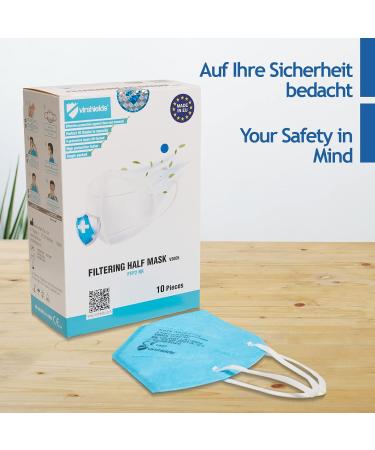 Buy Virshields FFP2 Mundsprung Mask - PFE 94% VFE 99.99% 5 Layers EN 149 Certified Made in EU - Available in Blue 10 to 2000 Pack Options - Buy Online on GoSupps.com