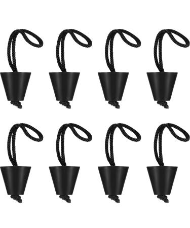 8 Pieces Kayak Scupper Plug Kit Silicone Scupper Plugs Drain Holes Stopper Bung with Lanyard Black