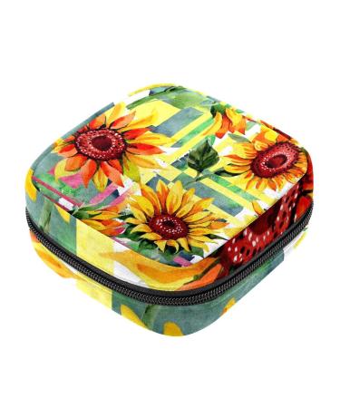 Wildlower sunflower patterns women's napkin storage bag portable menstrual cup bag with zipper for teenagers girls women women color 4