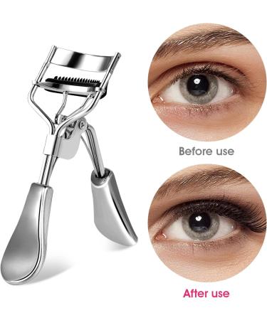 Buy Wllhyf Professional Eyelash Pliers Kit - Metal Makeup Tool with Built-in Comb & 10 Replacement Pads for Dramatically Curved Eyelashes (Silver) - International Shipping Available - Buy Online on GoSupps.com