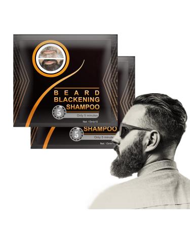 Black Beard Hair Shampoo Dye 20 Pcs Black Natural Hair & Beard Shampoo Dye Essence with Gloves for Men and Women Beard Blackening Dye Just 5 Minutes(20 Pcs /15ML)