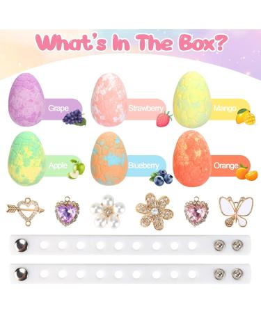 Bath Bombs for Kids Panspace 6 Pack Dino Egg Kids Bath Bombs with Surprise Inside Bath Bomb Gift Set with 2 Silicone Bracelets and 6 DIY Jewels Shoe Charms for Birthday Christmas - Buy Online on GoSupps.com