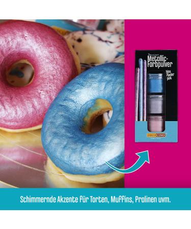 Decocino Metallic Color Pastel - Blue Lilac Pink Food Color Powder | Fondant-Compatible Glitter for Cake Decoration - Buy Online on GoSupps.com