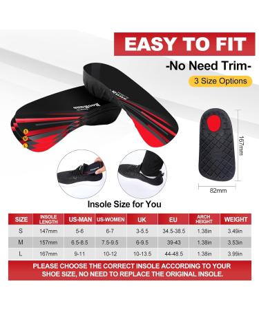 Buy 330+ LBS Plantar Fasciitis Insoles | 3/4 Supportive Soles for Men & Women | Pain Relief for Flat Feet & Overpronation - Durable Red (34.5-38.5 EU) - Buy Online on GoSupps.com