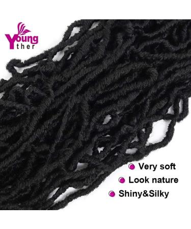 Youngther 24 Inch Faux Locs Crochet Hair 6-Pack - Pre-looped Synthetic Braiding Hair for Black Women (1B) - Buy Online on GoSupps.com