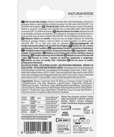 Naturaverde | Kids - Disney Marvel Avengers - Burrocacao Hulk vanilla Cocoa butter for children with organic shea butter with UVA-UVB filters - SPF 15 Lipstick 5.7 ml - Buy Online on GoSupps.com