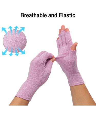 2-Pair Arthritis Compression Gloves for Rheumatoid & Osteoarthritis Relief - Fingerless, Breathable, Moisture-Wicking - Purple Small - Women & Men - Buy Online on GoSupps.com