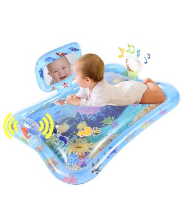 gebra Tummy Time Water Mat, Inflatable Gift for 0 3 6 9 Month Infant Baby Boy Girl