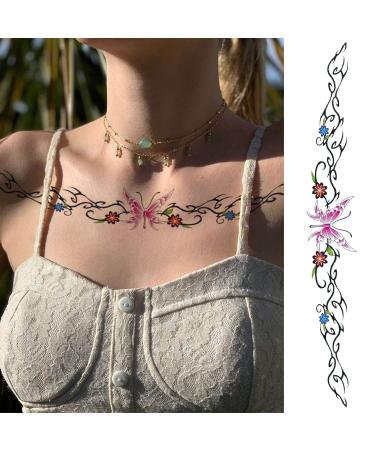 10 Sheets Realistic Flower Temporary Tattoos for Women - Long Back Sleeves & Waist Back Butterfly Designs - Perfect Body Art for Parties & Festivals - Buy Online on GoSupps.com