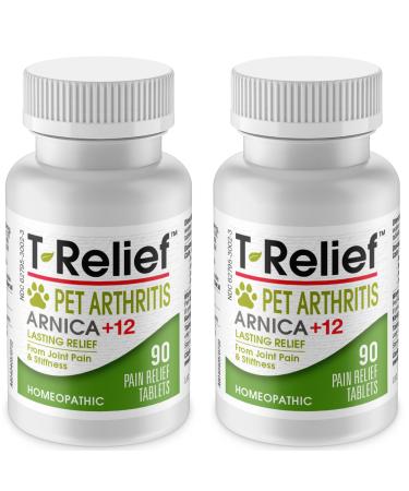 MediNatura T-Relief Pet Arthritis Relief Arnica +12 Powerful Natural Homeopathic Medicines Help Ease Hip & Joint Pain Soreness & Stiffness for Dog & Cat - 90 Tablets (2 Pack) T-Relief Pet Arthritis - 90 Tablets (2 Pack)