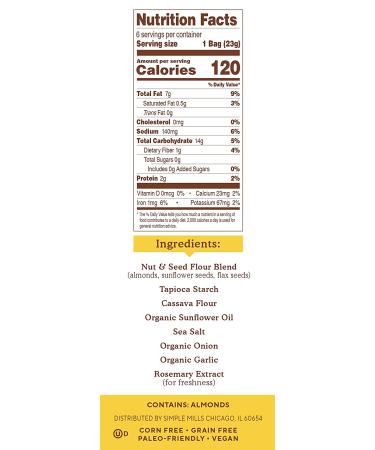 Simple Mills Almond Flour Crackers - Gluten Free, Vegan Sea Salt Snacks (4.9 oz) - Buy Online on GoSupps.com