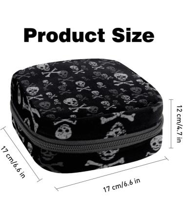 Skull and Bones Menstruation Pad Bag with Zipper - Stylish Women's Napkin & Tampon Collection Bag - Buy Online on GoSupps.com