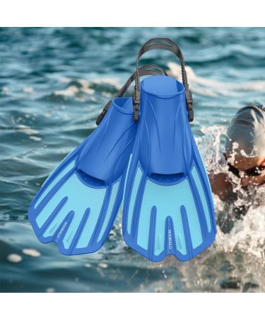 DOOHALO Swim Fins | Adult Snorkel Fins for Lap Swimming and Diving | Adjustable Size L/XL (8.5-11 US) | Navy Blue + Light Blue - Buy Online on GoSupps.com