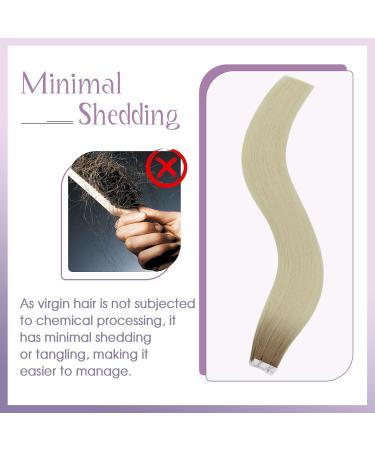 FSHINE Blonde Real Hair Extensions - 50cm Straight Tape-In Ombre Light Brown to Blonde 25g 10 Pieces - Virgin Hair Quality - Buy Online on GoSupps.com