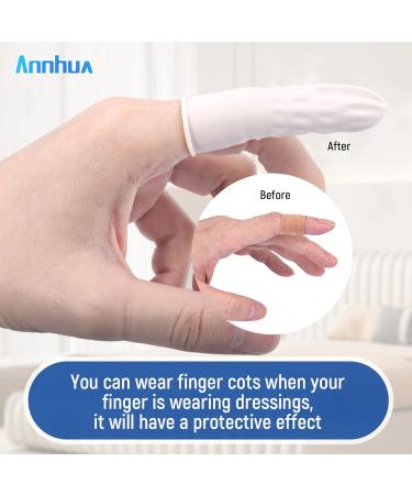 Annhua Latex Finger Cots 150pcs - Disposable Finger Covers for Hospitals & Beauty Salons | Waterproof, Anti-Static, White 100g - Buy Online on GoSupps.com