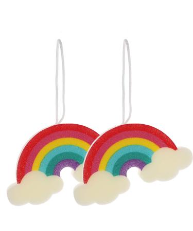 Frcolor 2pcs children bathroom sponge body shower cleaning spa spa body peeling wash ball rainbow color super absorbent for toddler children