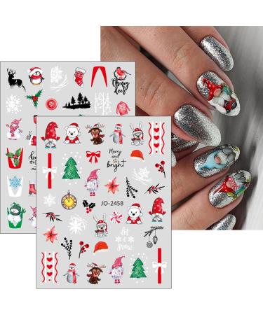 JMEOWIO 12 Sheets Christmas Nail Art Stickers Decals Self-Adhesive Colorful Snowflake Winter Holiday Cute Santa Nail Supplies Nail Art Design Decoration Accessories - Buy Online on GoSupps.com