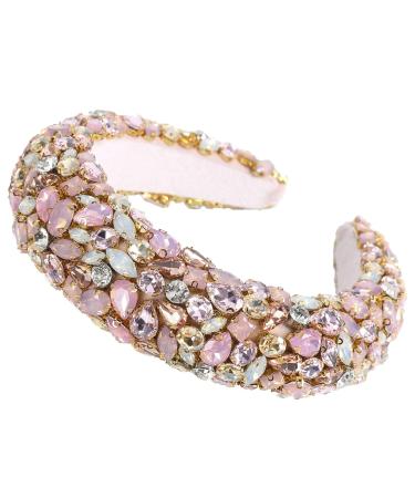 HAIMEIKANG Rhinestone Headband Handmade Baroque Crystal Soft Velvet Padded Headband Bridal Elegant Wedding Wide Headwear Accessories For Women and Girl (New)