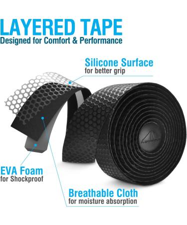 MARQUE Hex Bike Handlebar Tape - Improved Grip for Road Cycling Bicycles - Black (2 Rolls) - Buy Online on GoSupps.com