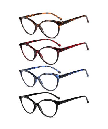 Eyekepper 4-pack Reading Glasses for Women Cateye Readers +2.00 4 Pack Mix Color 2.0 x
