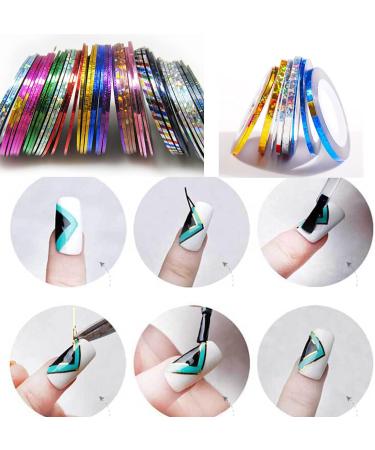 36 Rolls Nail Art Striping Tape Lines - Gold, Silver, Laser Nail Stickers for Decoration - Buy Online on GoSupps.com
