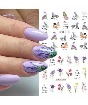 VOTACOS Flower Nail Art Stickers - 12 Sheets of Summer Lily Orchid & Butterfly Designs | Water Transfer Nail Decals for Women - Buy Online on GoSupps.com