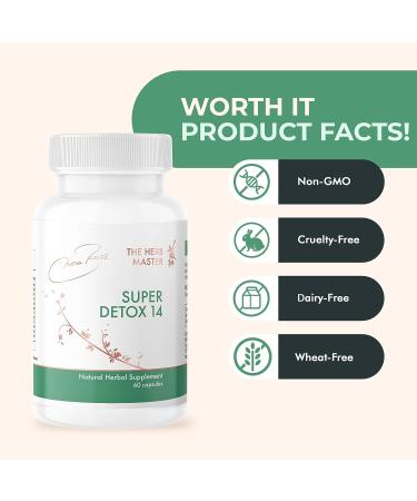 Nora Ross Super Detox 14 Liver Support Supplement - Herbal Blend for Men, Women & Seniors - 60 Capsules - Buy Online on GoSupps.com