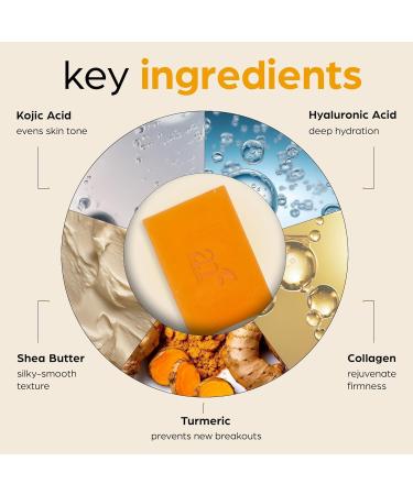 Artnaturals Kojic Acid Soap & African Net Sponge - Dark Spot Remover Scars Treatment (2 Pack x 142g) with Vitamin C Hyaluronic Acid Shea Butter - Citrus Scent - Buy Online on GoSupps.com