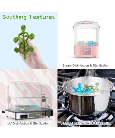 Bite Ring for Babies - BPA-Free Silicone & Natural Rubber Teething Toys - Non-Dropping Design Turtle Shape - 2 Pack (Green & Blue) for 0-12 Months - Buy Online on GoSupps.com