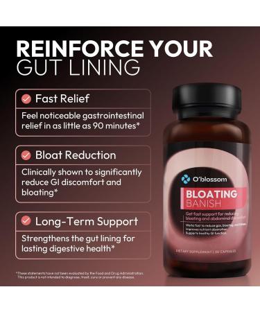 O'blossom Bloating Banish with Benegut - Gut Health for Women Patented Probiotics for Digestive Health Clinically Studied Relief in 90 Minutes Supports Gut Lining Integrity - Buy Online on GoSupps.com