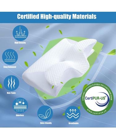 HOMCA Memory Foam Cervical Pillow - 2-in-1 Ergonomic Contour Orthopedic Pillow for Neck Pain Relief - Support for Side, Back, and Stomach Sleepers - White - Buy Online on GoSupps.com