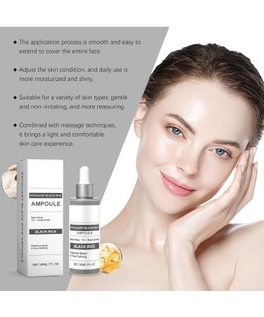 OSIZA Black Rice Exfoliant Ampoule Rice Peeling Ampoule for Face Niacinamide Exfoliant for Daily Skincare Deep Moisturizing Refines Pores -Black 1 Fl Oz - Buy Online on GoSupps.com