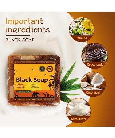 Black Soap - Skin Clean Soap Bar - Face Cleanser Black Soap - Oil Cleansing Washing Moisture Hydrate - Organic Improve Tone Dullness Reduce Dryness Refresh - Enhance Elasticity Shrink Pore Antioxidant - Buy Online on GoSupps.com